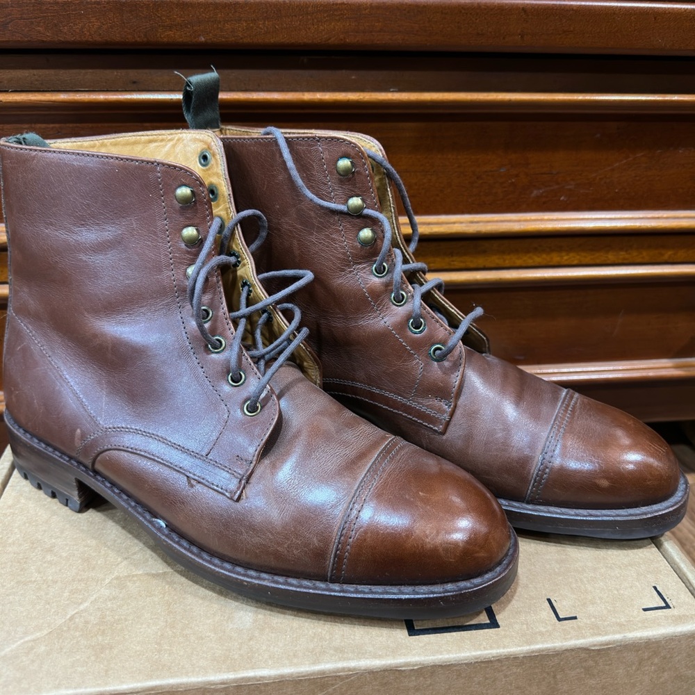 Vtg Cole Haan Men’s 7.5M Brown Leather Cap Toe Boot Hand Made Vintage